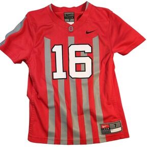 Ohio State Buckeyes Jersey Shirt Youth Small Red Gray NCAA Football Nike Boys 16